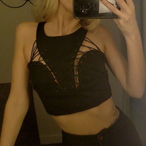 laced up crop top